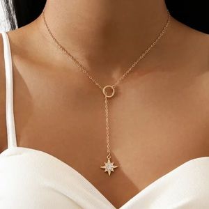 Gold Filled Star CZ Circle Lariat Necklace